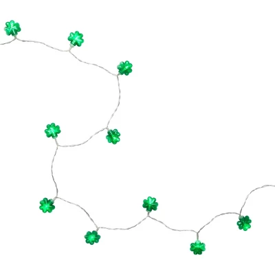 Northlight LED St Patrick's Day Shamrock String Lights With Timer - Green - 5.5' Clear Wire - 20ct - Image 5