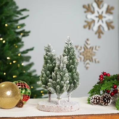 Northlight Frosted Trio Of Pine Trees Christmas Decoration - 8" - Unlit