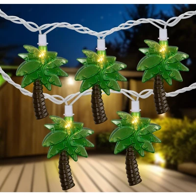 Northlight Tropical Palm Tree Indoor Outdoor Patio Light Set - 7' White Wire - 10ct