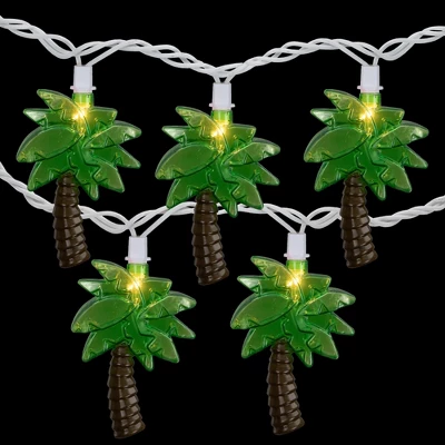 Northlight Tropical Palm Tree Indoor Outdoor Patio Light Set - 7' White Wire - 10ct - Image 2