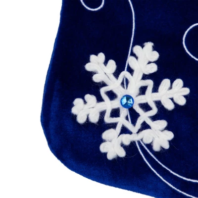 Northlight 20.5-Inch Royal Blue Velvet And White Snowflake Christmas Stocking - Image 5