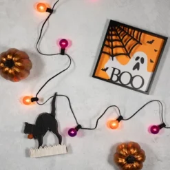 Northlight G40 Globe Halloween Lights - Orange And Purple - 9' Black Wire - 10ct