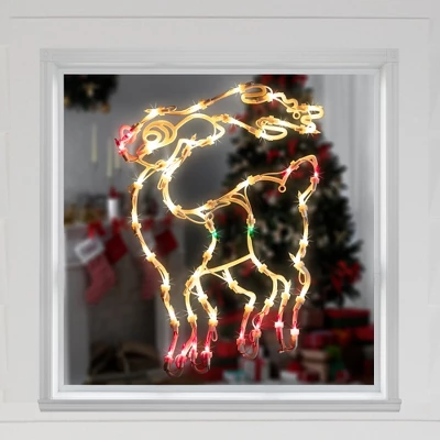 Northlight Lighted Reindeer Christmas Window Silhouette - 18" - White - Multicolor Lights - Image 2