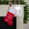 Northlight 19" Red And White Felt Christmas Stocking With Glitter Snowflakes And Gemstones