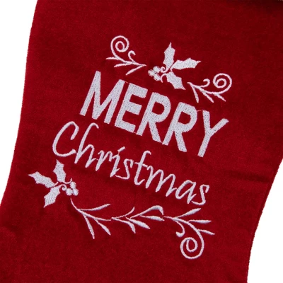 Northlight 20" Red And White "Merry Christmas" Velour Stocking - Image 4