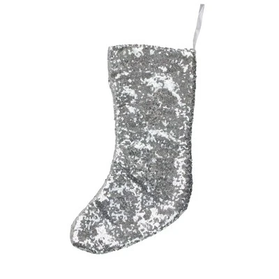 Northlight 17.5" White And Silver Sequins Hanging Christmas Stocking - Image 2