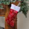 Northlight 20-Inch Red And Silver Glitter Snowflakes Christmas Stocking With A Faux Fur Accent