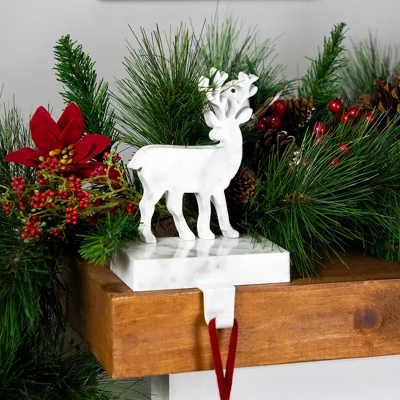 Northlight Marbled Standing Deer Christmas Stocking Holder - 7.5" - White And Black - Image 2