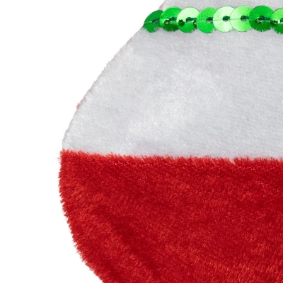 Northlight 18" Green And Red Velvet Sequin Stripe Stocking - Image 3