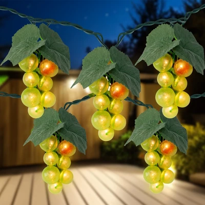 Northlight Grape Cluster Outdoor Patio String Light Set - Green - 6' Green Wire - 5ct - Image 2