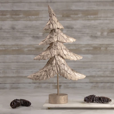 Northlight Layered Tree With Wooden Base Christmas Decoration - 18" - Bronze Finish