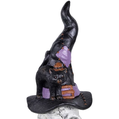 Northlight Skull In Witch Hat With Cat Halloween Decoration - 22.75" - Image 6