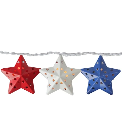 Northlight 10-Count Red And Blue Fourth Of July Star String Light Set, 7.25ft White Wire - Image 4