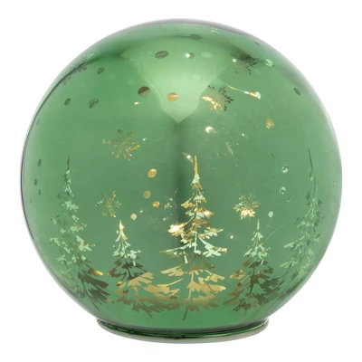 Northlight LED Lighted Pine Trees And Snowflakes Glass Globe Christmas Decoration - 6" - Image 2