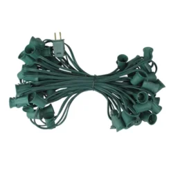 Northlight Commercial Grade C9 Christmas Light Socket Set - 50' Green Wire - 18 Gauge