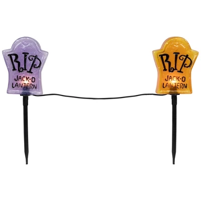 Northlight Lighted R.I.P Tombstone Halloween Outdoor Pathway Markers - 18" - Set Of 3 - Image 9