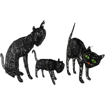 Northlight LED Lighted Black Cat Family Outdoor Halloween Decorations - 27.5" - Set Of 3 - Image 4