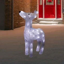Northlight LED Lighted Commercial Grade Acrylic Reindeer Outdoor Christmas Decoration - 15" - Pure White Lights