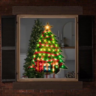 Northlight 22.5" Lighted Christmas Tree With Presents Window Silhouette - Image 2