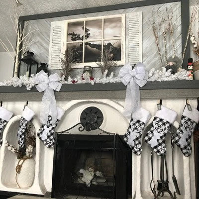Northlight 20.5" Black And White Plaid Rustic Reindeer Snowflake Christmas Stocking - Image 2