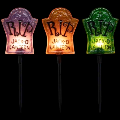Northlight Lighted R.I.P Tombstone Halloween Outdoor Pathway Markers - 18" - Set Of 3 - Image 2