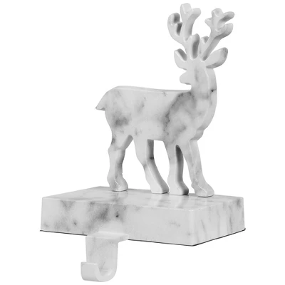 Northlight Marbled Standing Deer Christmas Stocking Holder - 7.5" - White And Black - Image 4