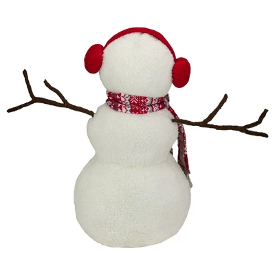 Northlight Plush Snowman With Button Snowflakes And Earmuffs Christmas Decoration - 21.5" - - Image 4