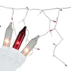 Northlight Mini Icicle Incandescent Christmas Lights - Red And Clear - 8.75' White Wire - 150ct