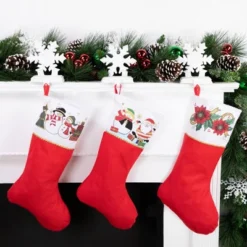 Northlight Santa And Snowman Christmas Stocking - 19" - Red And White