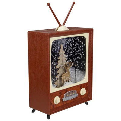 Northlight LED Lighted Musical Snowing Reindeer TV Set Christmas Decoration - 12" - Image 3