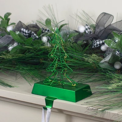 Northlight 8" LED Lighted Green Wired Christmas Tree Stocking Holder