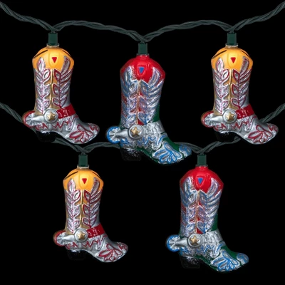 Northlight Cowboy Boots Indoor Outdoor Patio Light Set - 6' Green Wire - 10ct - Image 2