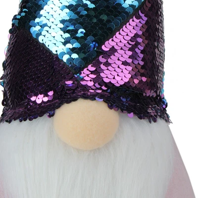 Northlight Gnome With Flip Sequin Hat Christmas Decoration - 17.5" - Purple And Blue - Image 3