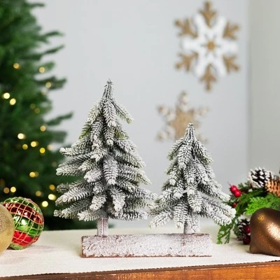 Northlight Frosted Pine Tree Duo Christmas Decoration - 12" - Unlit