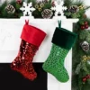 Northlight 19" Shiny Metallic Red Sequined Christmas Stocking With Velveteen Cuff