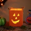 Northlight Small Orange Wood Jack O Lantern Halloween Candle Lantern - 6.25"
