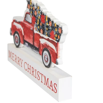 Northlight Pickup Truck Merry Christmas Wooden Decoration - 9" - Image 4