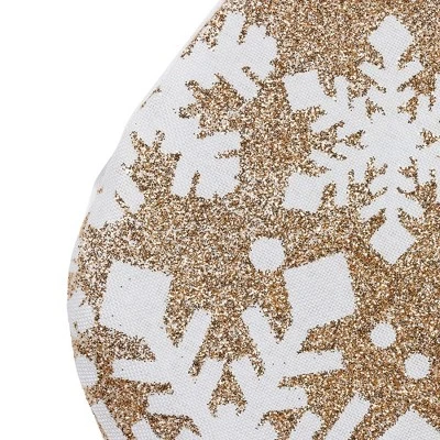 Northlight 20.5" Glittered Gold Christmas Stocking With Snowflakes And Pom Poms - Image 3