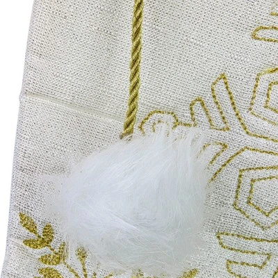 Northlight 20" Cream With Gold Snowflakes Christmas Stocking With Faux Fur Cuff - Image 5