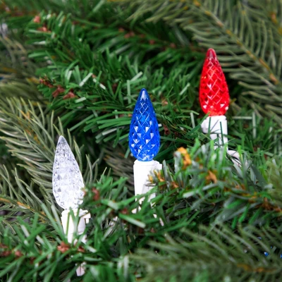 Northlight Patriotic LED C6 Faceted Christmas Lights - Red, White And Blue - 16.5' White Wire - 50ct - Image 2