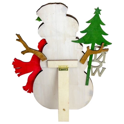 Northlight Snowman With "Snow" And Pine Tree Sign Wooden Christmas Decoration - 18" - Image 2