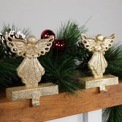 Northlight Angel Glittered Christmas Stocking Holders - 5.5" - Gold - Set Of 2 - Image 2
