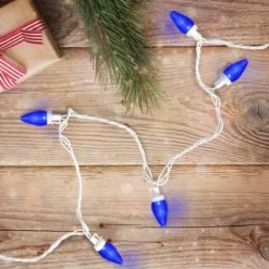 Northlight LED C7 Christmas Lights - Blue - 16' - White Wire - 25ct