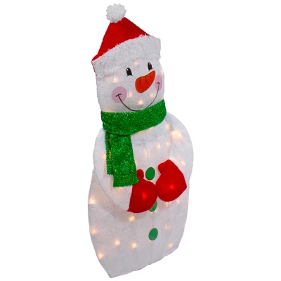 Northlight 32" Lighted 2D Chenille Snowman With Scarf Outdoor Christmas Decoration - Image 4
