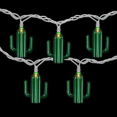 Northlight Green Cactus Patio Light Set - 6' White Wire - 10ct - Image 2