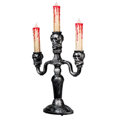 Northlight Antique-Style Skull Trio Flickering Halloween Candelabra - 13.75" - Amber Lights - Image 4