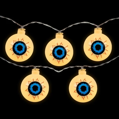 Northlight LED Bloodshot Eyeball Halloween Lights - 4.5' Clear Wire - Warm White Lights - 10ct - Image 3