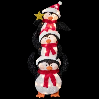 Northlight 41" Lighted Stacked Penguin Family Outdoor Christmas Decoration - Image 2