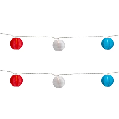 Northlight Patriotic Paper Lantern Patio Light Set - Red, White And Blue - 8.5' White Wire - 10ct - Image 3
