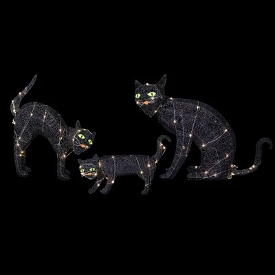 Northlight LED Lighted Black Cat Family Outdoor Halloween Decorations - 27.5" - Set Of 3 - Image 2